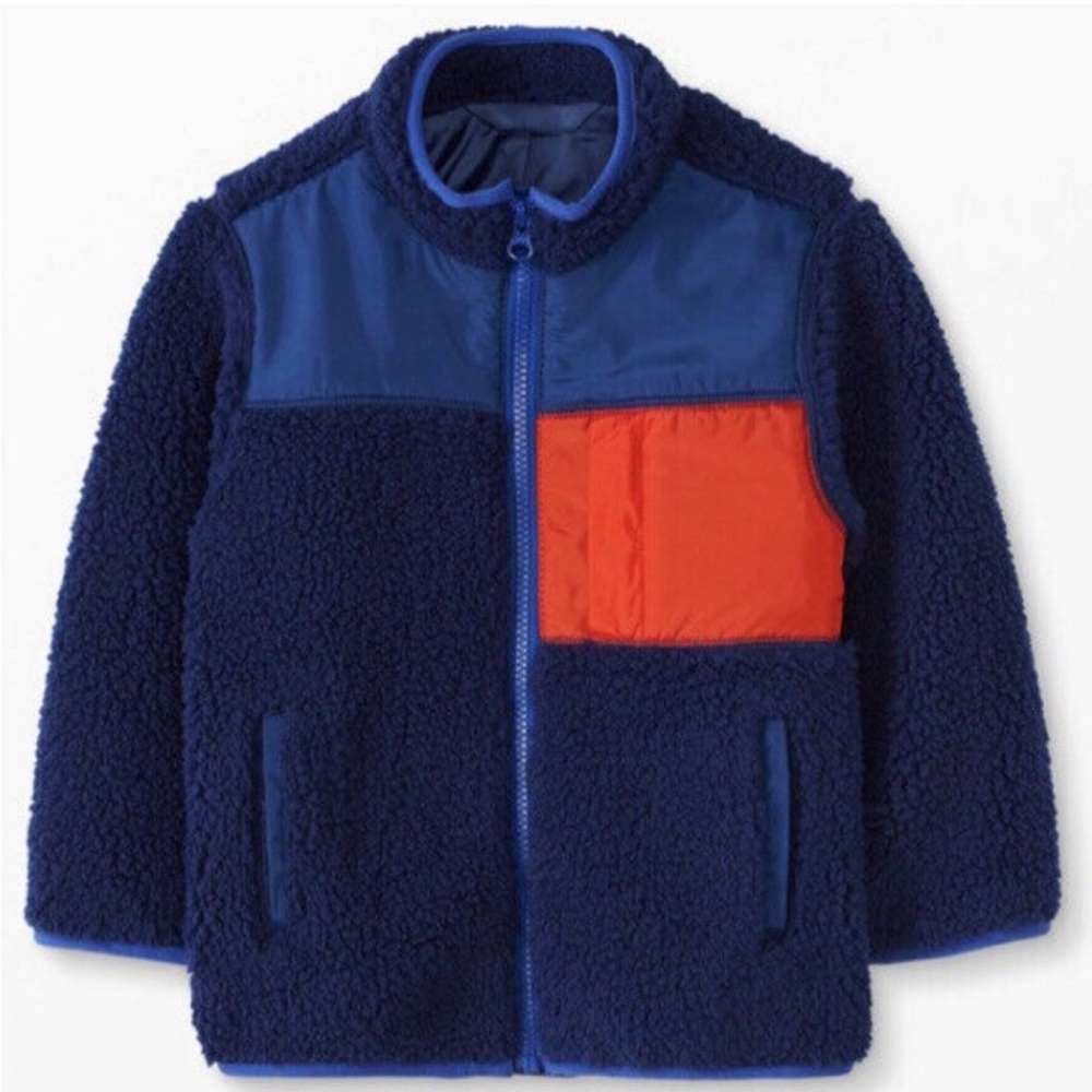 Hanna Andersson Faux Shearling Jacket, navy blue, size 10